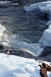 Превью обои горная река, поток, вода, снег, скорость