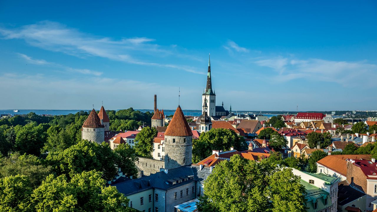 Обои город, архитектура, башня, старинный, таллин, эстония