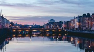 Превью обои город, архитектура, мост, река