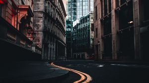 Превью обои город, дорога, разметка, здание, небоскреб