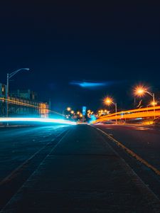 Превью обои город, дорога, вечер, движение