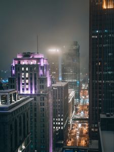 Превью обои город, дорога, здания, огни, архитектура