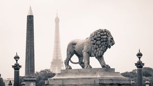 Превью обои город, франция, париж, памятники, статуя, лев