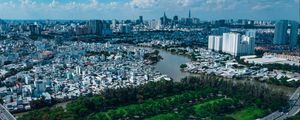 Превью обои город, городской пейзаж, река, вид сверху