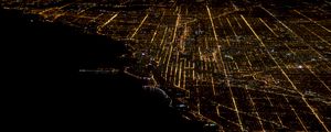 Превью обои город, городской пейзаж, вид сверху, ночь, темный