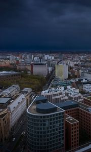 Превью обои город, городской пейзаж, здания, вид сверху, архитектура