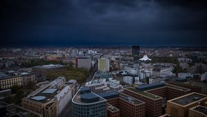 Превью обои город, городской пейзаж, здания, вид сверху, архитектура
