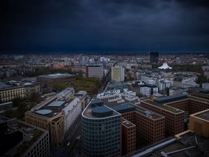Превью обои город, городской пейзаж, здания, вид сверху, архитектура