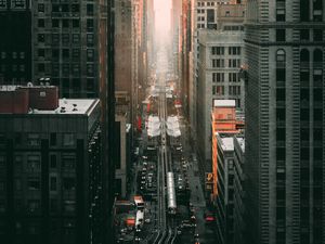 Превью обои город, мегаполис, вид сверху, здания, дорога