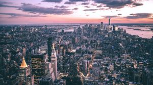 Превью обои город, мегаполис, вид сверху, здания, небоскребы, городской пейзаж, нью-йорк