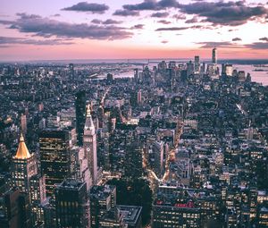 Превью обои город, мегаполис, вид сверху, здания, небоскребы, городской пейзаж, нью-йорк
