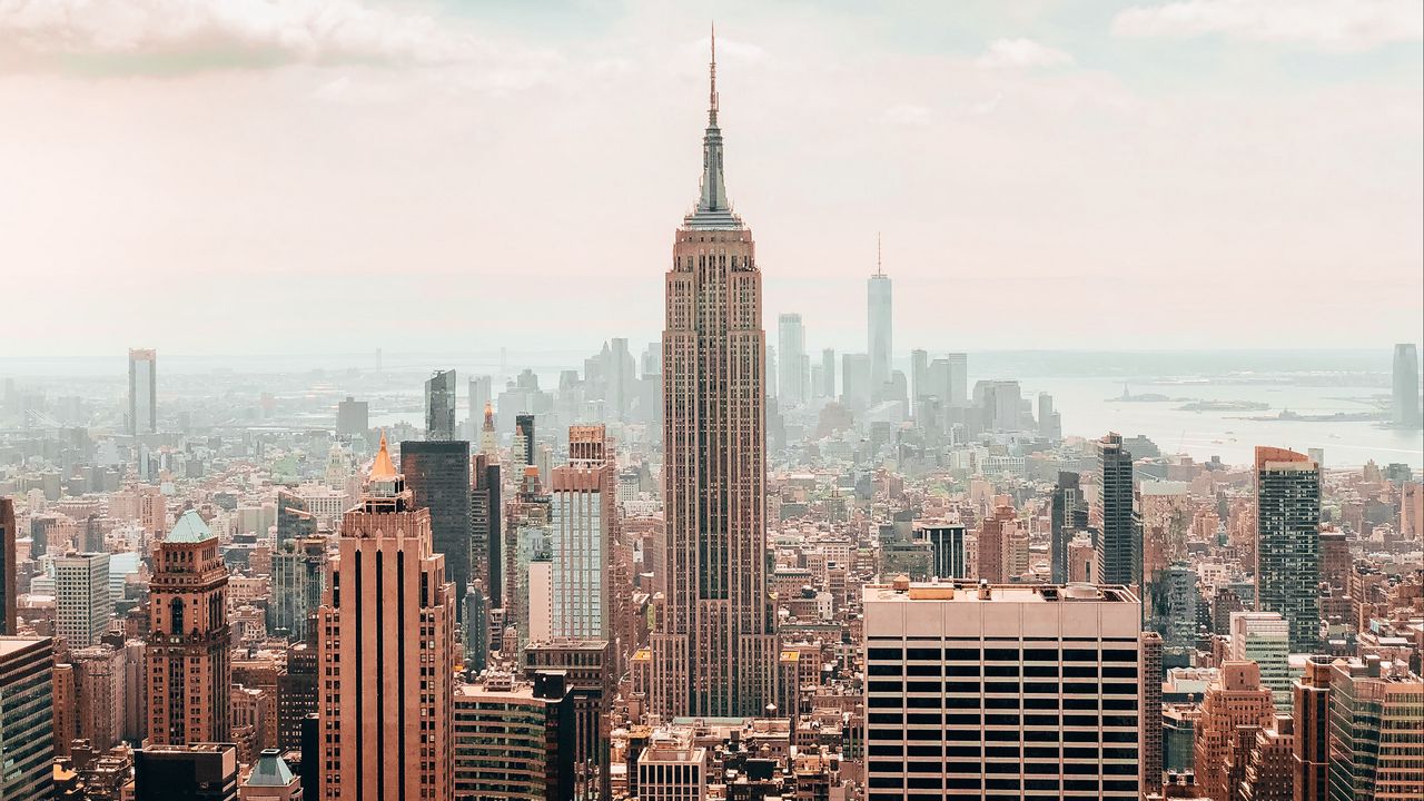 Обои город, мегаполис, вид сверху, небоскребы, здания, нью-йорк