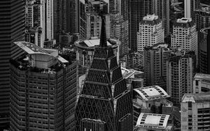 Превью обои город, мегаполис, здания, вид сверху, черно-белый