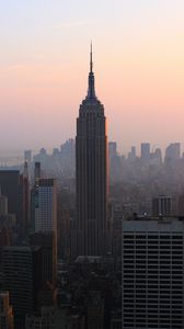 Превью обои город, мегаполис, здания, небоскребы, вид сверху, туман, нью-йорк