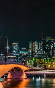 Превью обои город, мост, архитектура, здания, огни, ночь