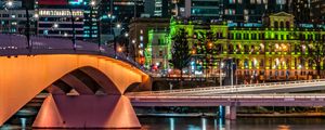 Превью обои город, мост, архитектура, здания, огни, ночь