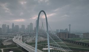 Превью обои город, мост, дорога, здания, вид сверху