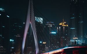 Превью обои город, мост, здания, ночь, огни