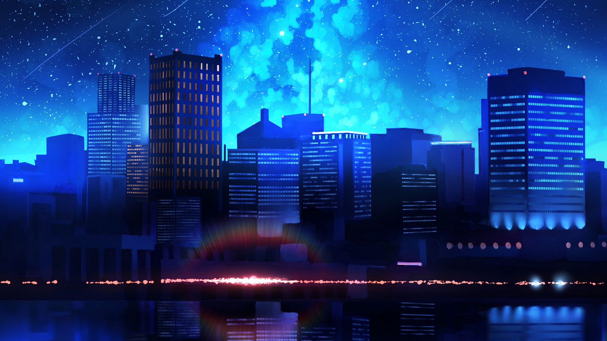 Иллюстрации с изображением ночного города