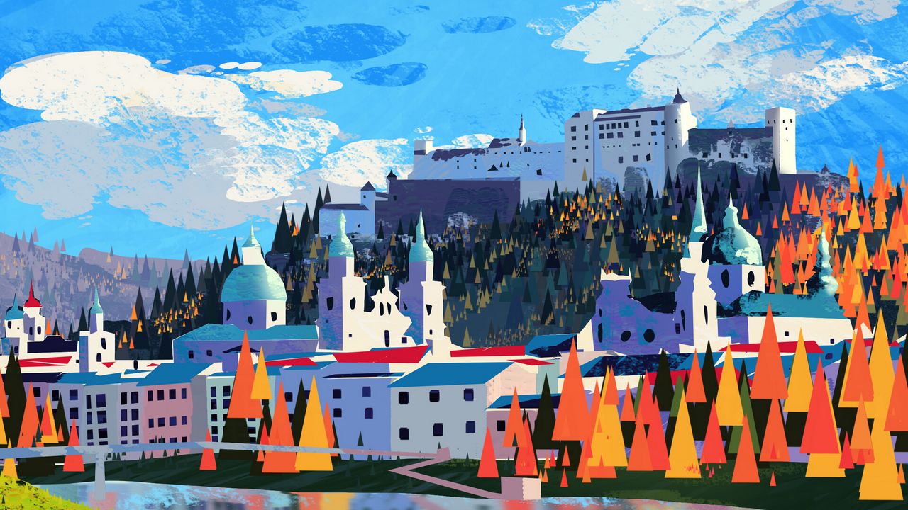 Обои город, пейзаж, арт