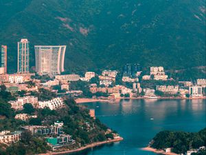 Превью обои город, побережье, море, лодки, порт