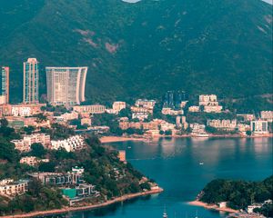 Превью обои город, побережье, море, лодки, порт