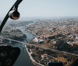 Превью обои город, река, вид сверху, обзор, высота