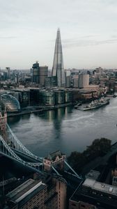 Превью обои город, река, вид сверху, здания, архитектура, лондон