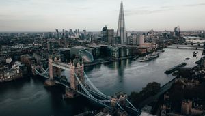 Превью обои город, река, вид сверху, здания, архитектура, лондон