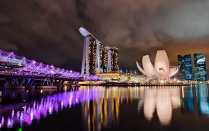 Превью обои город, сингапур, отель, ночь