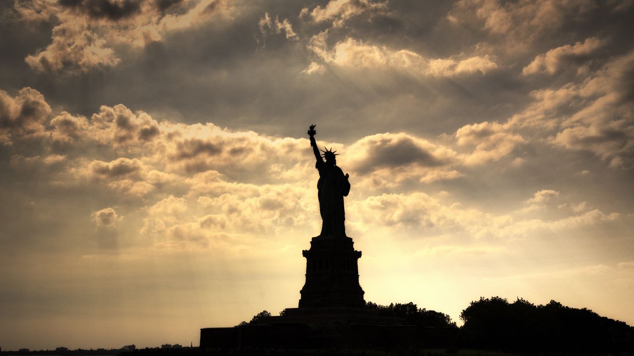 Обои город, статуя, статуя свободы, нью-йорк