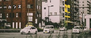 Превью обои город, улица, автомобили, движение