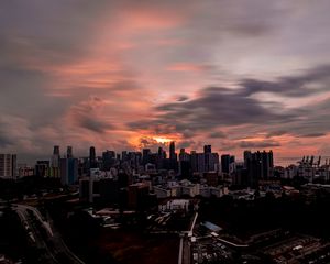 Превью обои город, вечер, закат, здания