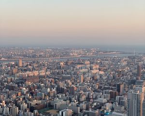 Превью обои город, вид сверху, городской пейзаж, здания, высота