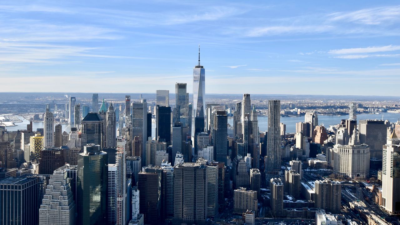Обои город, вид сверху, мегаполис, здания, городской пейзаж, нью-йорк