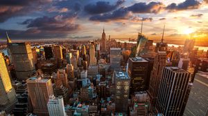 Превью обои город, вид сверху, небоскребы, мегаполис, архитектура, нью-йорк