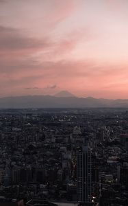 Превью обои город, вид сверху, сумерки, здания, городской пейзаж