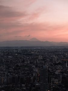 Превью обои город, вид сверху, сумерки, здания, городской пейзаж