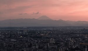 Превью обои город, вид сверху, сумерки, здания, городской пейзаж