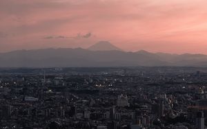 Превью обои город, вид сверху, сумерки, здания, городской пейзаж