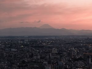 Превью обои город, вид сверху, сумерки, здания, городской пейзаж