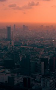 Превью обои город, вид сверху, туман, обзор, бангкок