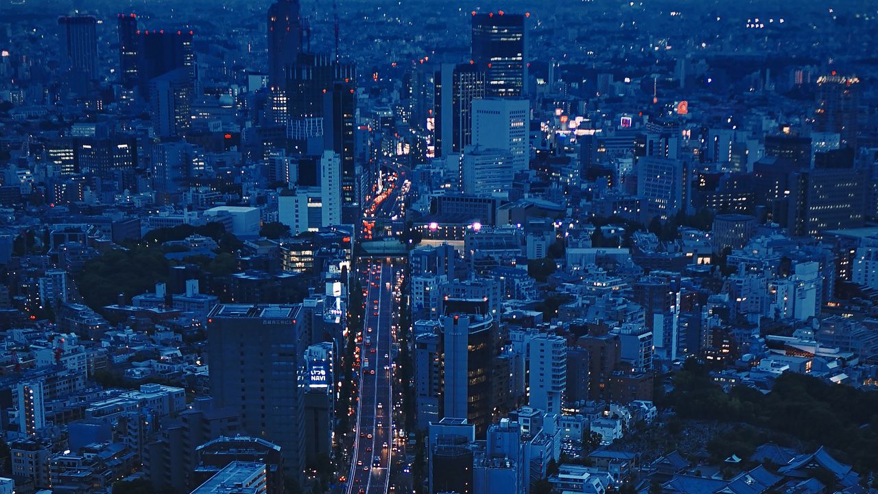 Обои город, вид сверху, вечер, архитектура, обзор, токио, япония