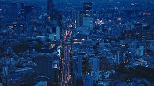 Превью обои город, вид сверху, вечер, архитектура, обзор, токио, япония