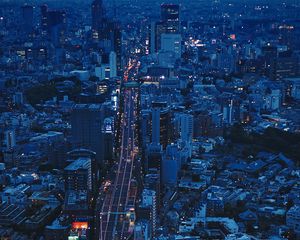Превью обои город, вид сверху, вечер, архитектура, обзор, токио, япония