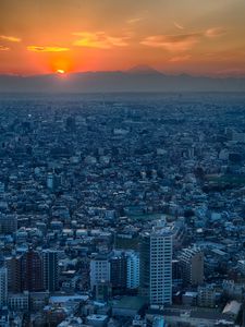 Превью обои город, вид сверху, здания, горизонт, токио, япония