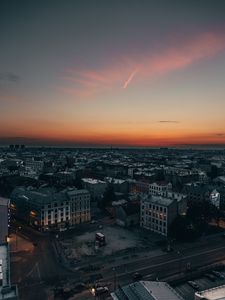 Превью обои город, вид сверху, здания, архитектура, закат, сумерки