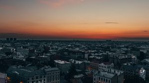 Превью обои город, вид сверху, здания, архитектура, закат, сумерки