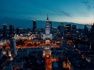 Превью обои город, вид сверху, здания, ночь, огни