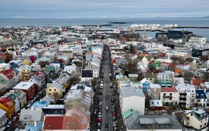 Превью обои город, вид сверху, здания, дорога, городской пейзаж